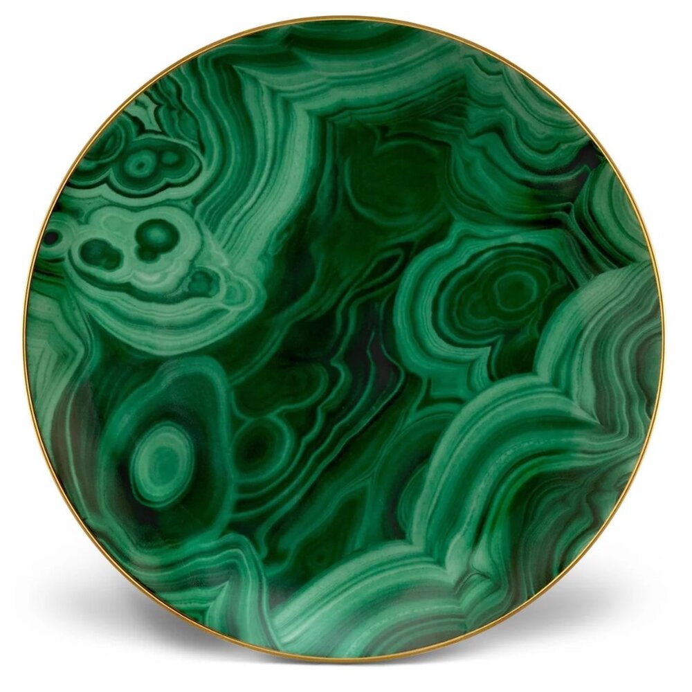 Malachite Porcelain 24K Gold Dessert Plates (Set of 3)